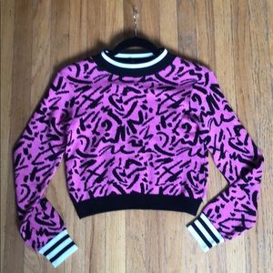 Topshop cropped pink patterned sweater
